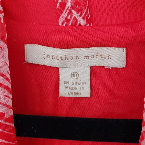 Jonathan Martin Dress Womens 10 Silk Sleeveless Fit Flare Palm Leaf Tie Waist - Picture 2 of 9